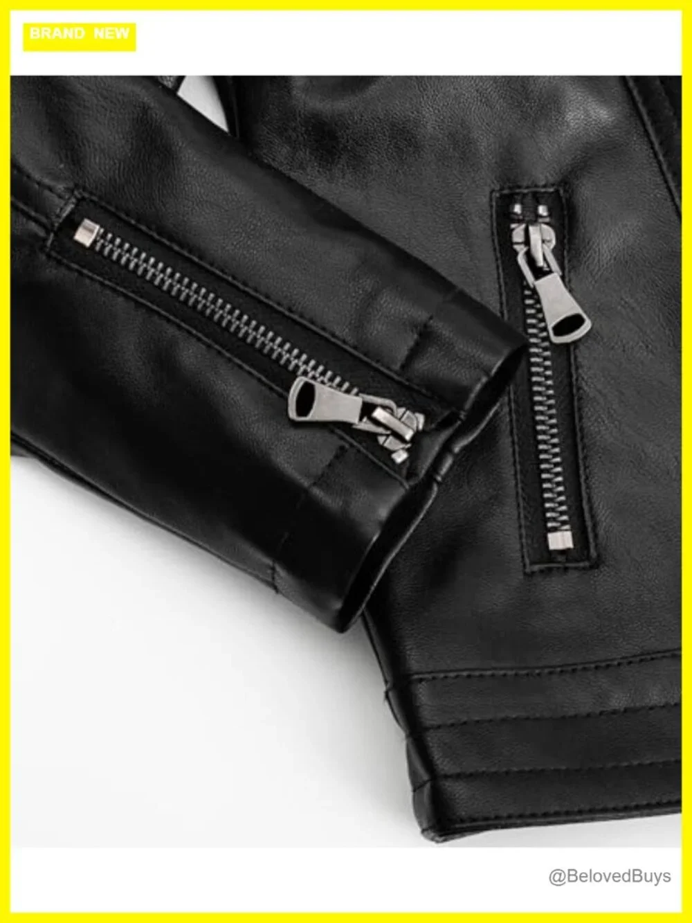 Boys Black Faux Leather Studded Motorcycle Jacket